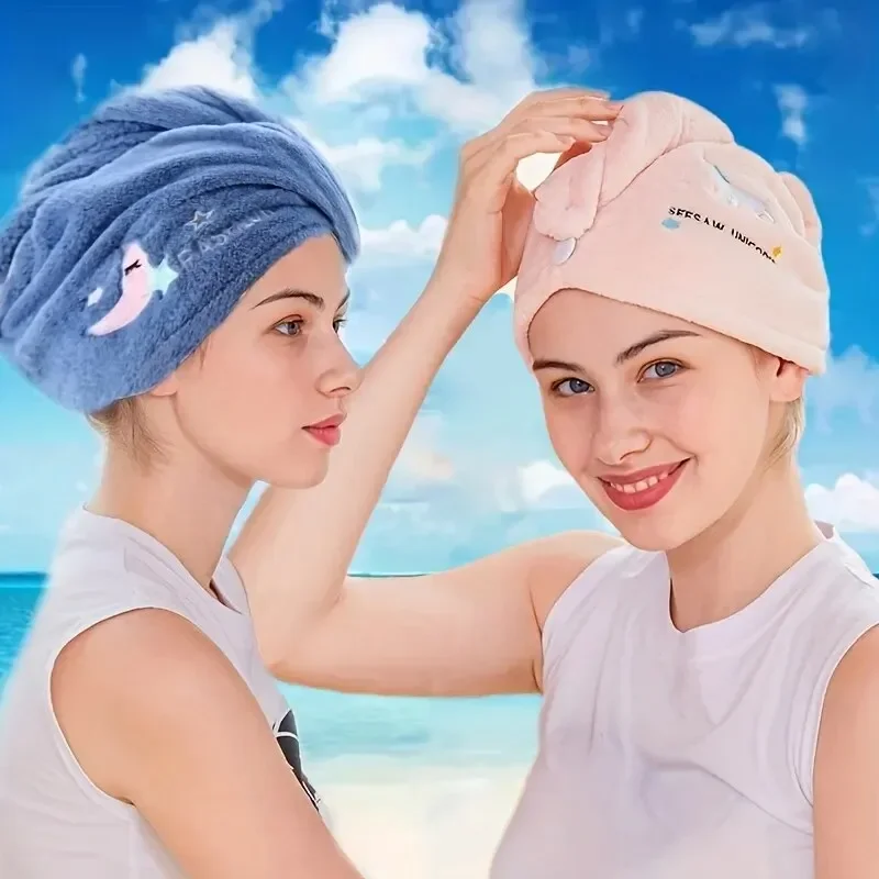 1 PC ได้อย่างรวดเร็วแห้งหมวก Super Absorbent Soft ห้องน้ําผู้หญิงผ้าขนหนูสาวน่ารักผ้าเช็ดตัวผมแห้ง Wrap Bonnets