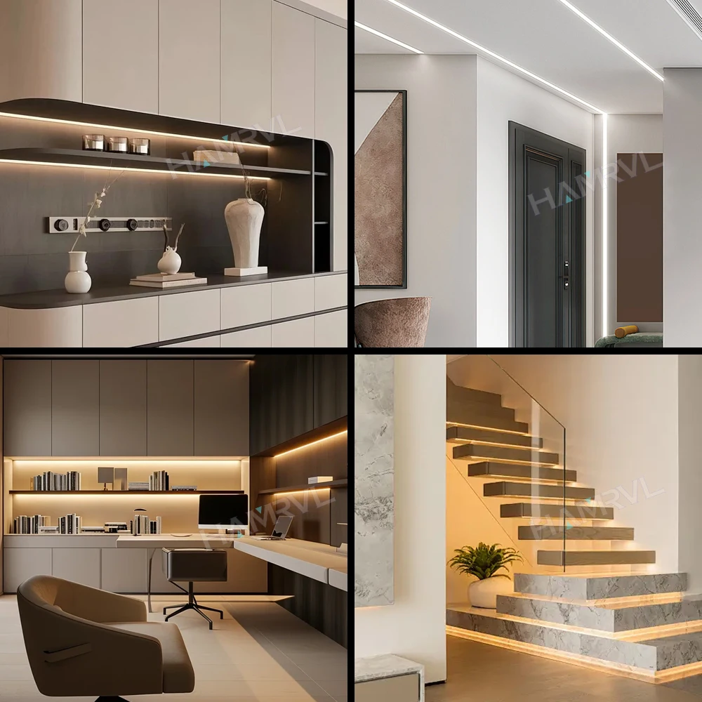 0.5M 2-30pcs Led Profilo In Alluminio Canale Diffusore Supporto a Forma di U Nero/argento Barra Luminosa Lineare Soffitto Parete Angolo illuminazione