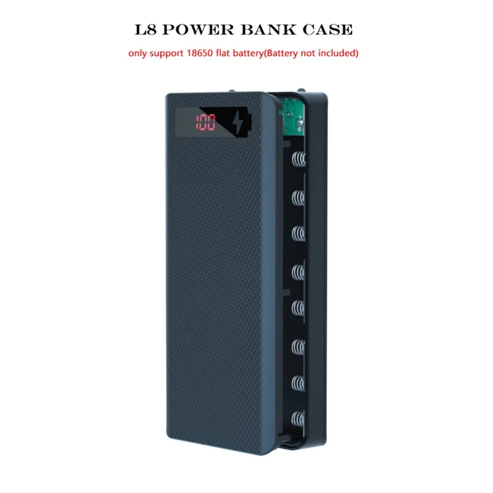 8*18650 Power Bank Cases Battery Holder Dual USB Type C Charge DIY Shell L8 No Soldering Battery Case Storage Box