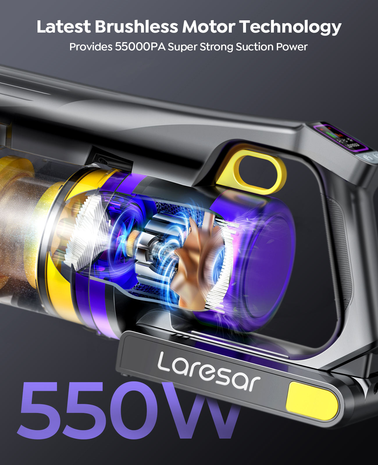 Laresar x11 aspirador de pó sem fio 550w 55kpa potência sucção portátil casa inteligente copo poeira 60 minutos tempo execução 3 pçs hepa filte conjunto