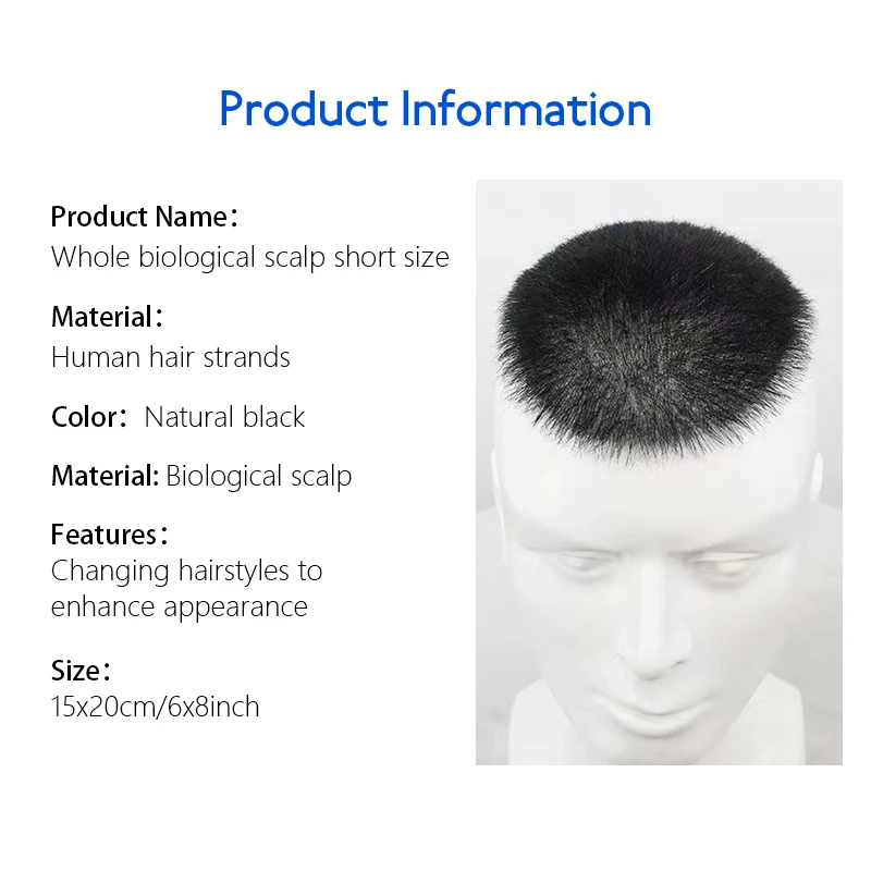 15*20 ซม.100% มนุษย์ผม Buzz ตัด Toupee สําหรับชาย Ultra Thin Breathable PU โปร่งใส Full Biological Scalp Prosthesis Toupee