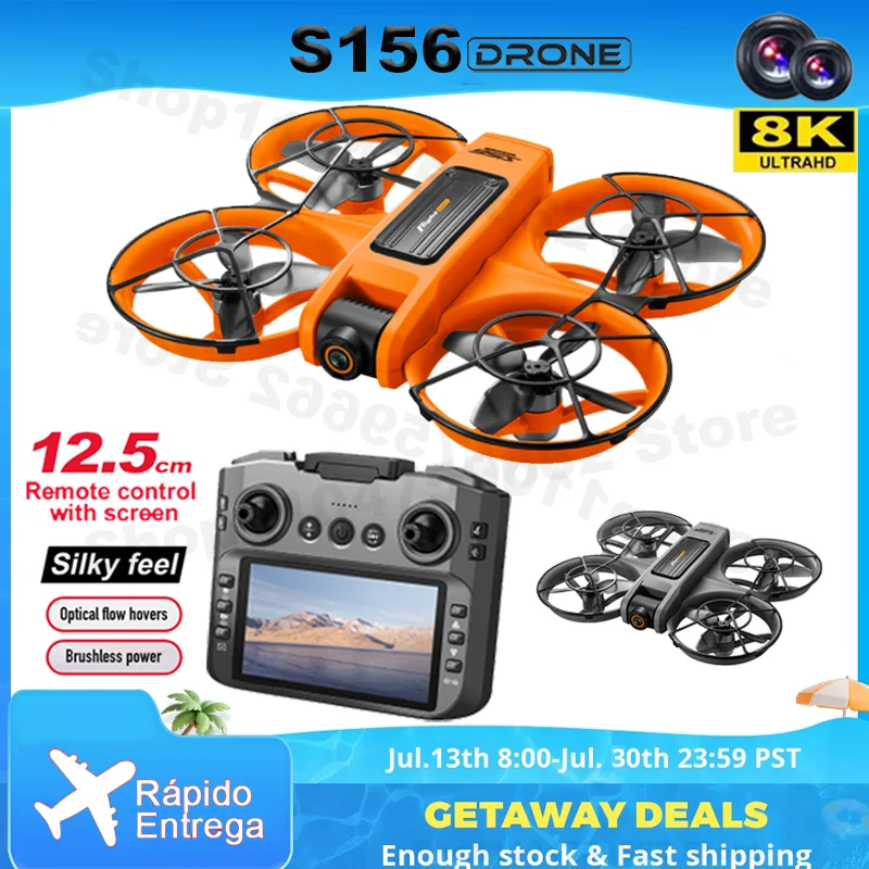 NOVO S156 Drone 8K HD Câmera 360 ° Dublê Lente Dupla GPS 5G WiFi Motores Brushless Quadricóptero Dobrável para Fotografia Aérea e Presente