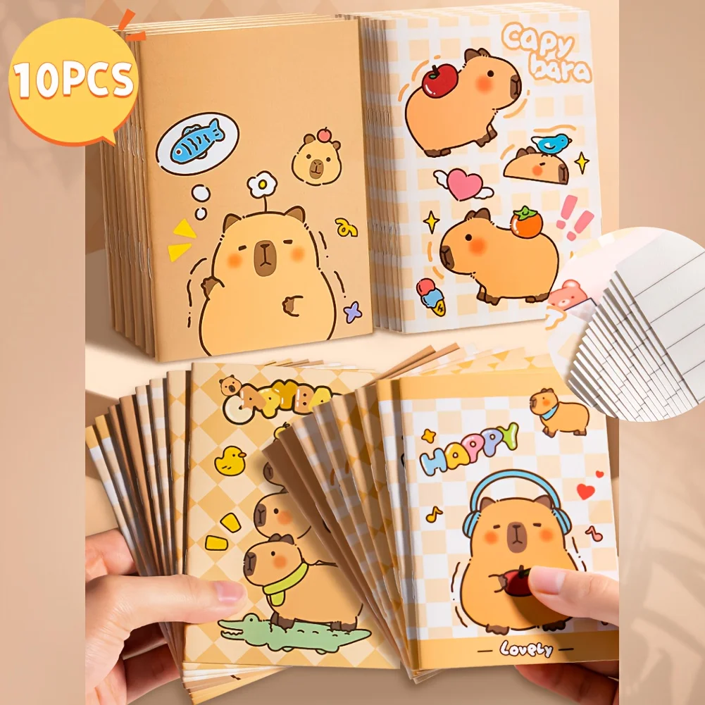 10 Pack Mixed Cute Capybara Mini Notebook Set Pocket Notebook Journals Diary Planning Memo Notepad Fun Cartoon Stationery Gift