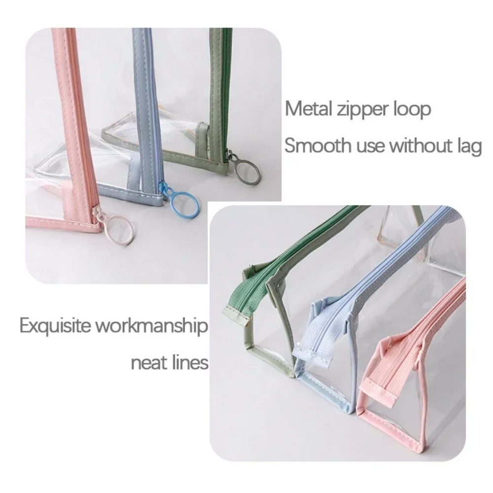 Astuccio trasparente Borsa per penne semplice di grande capacità Borsa per cosmetici Kawaii Forniture per ufficio di cancelleria per studio scolastico