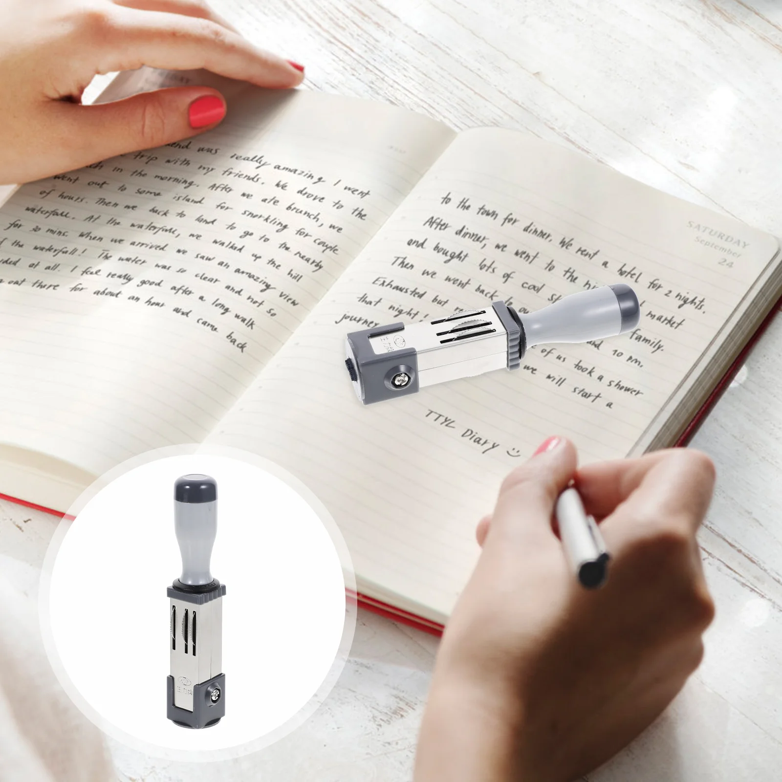 Add Ink Date Stamp Material (round 21mm) Office Month Pp Handheld Time