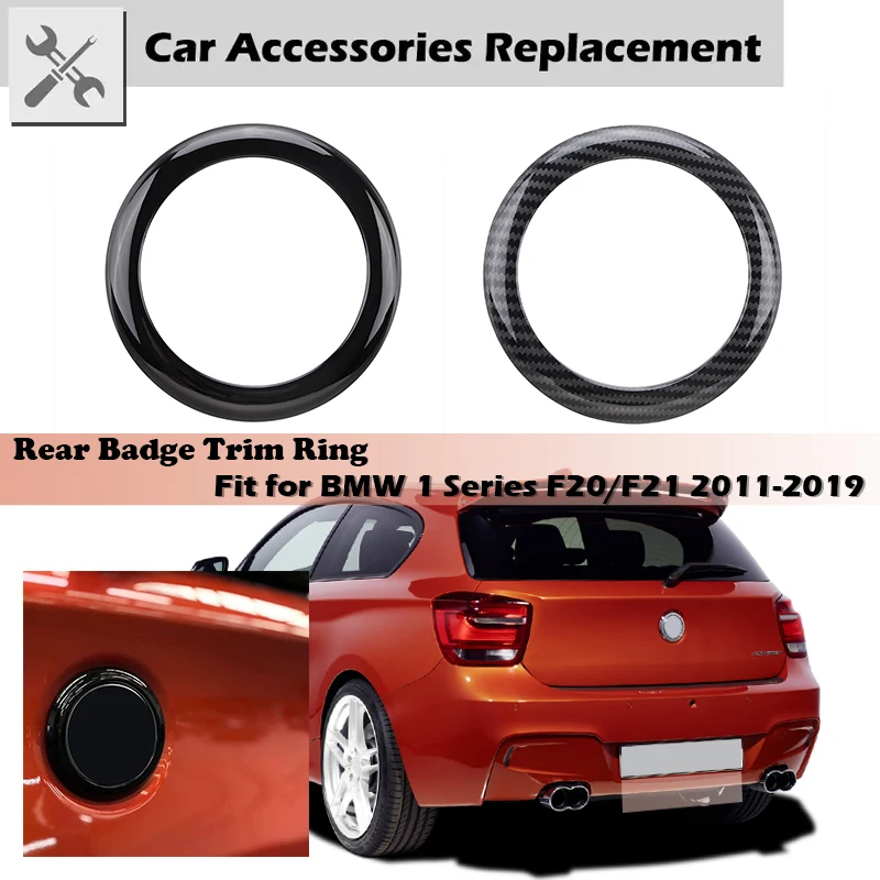 Rear Badge Ring Car Logo Cover Trim Frame Fit For BMW 1 Series F20 / F21 2011-2019 Decorations Accessories Black M Edition
