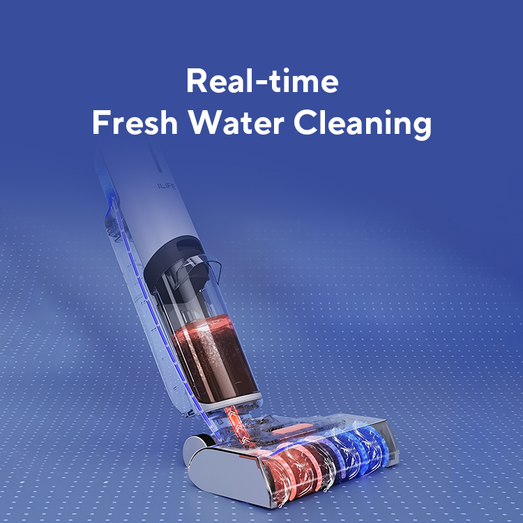 ILIFE W90 draadloze draadloze nat-droog slimme dweilwas, 5500 Pa zuigkracht, 1 min zelfreinigend, grote dubbele watertank