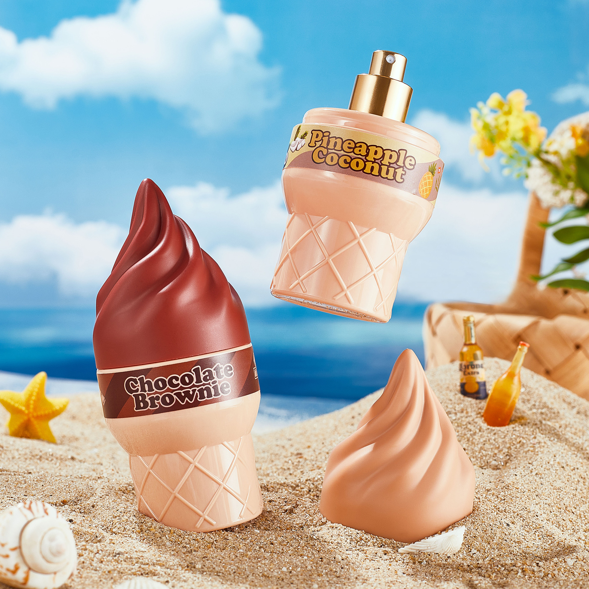 Spray corporal com fragrância de cone de sorvete - com aromas de chocolate e leite, fragrância de longa duração (produto cosmético) |   100ml/garrafa