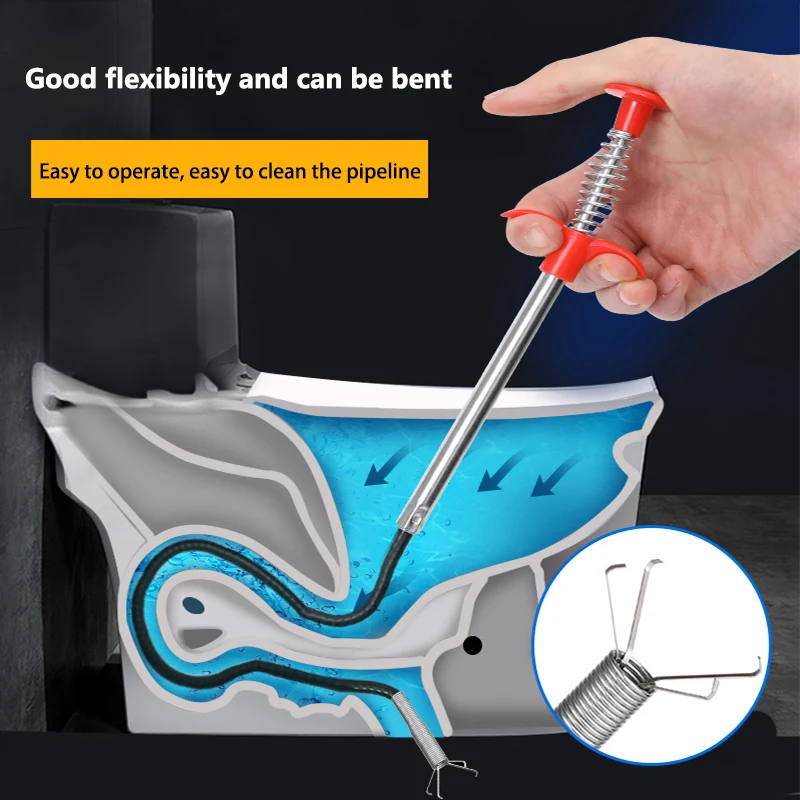 Encanamento de quatro garras gancho draga esgoto ferramenta de vaso sanitário manual garra limpeza de cabelo entupimento doméstico