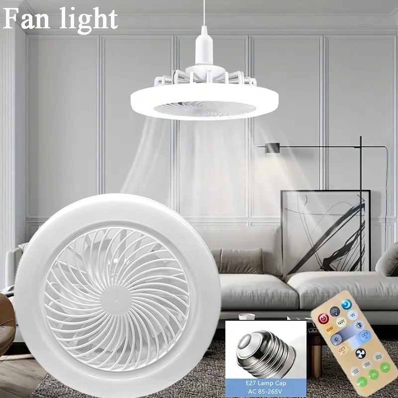 2-in-1 3 단 모드 LED 선풍기 라이트, LED 램프 비드, E27 나사 선풍기 라이트, 리모컨 벽 제어 침실 선풍기 천장 조명