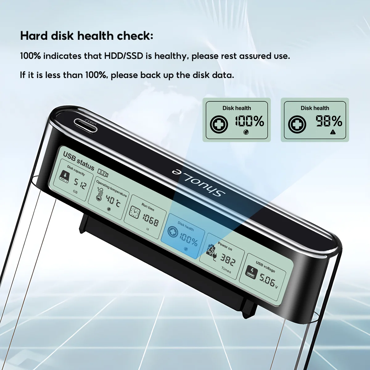 HDD-Gehäusegehäuse Box 2,5 SSD SATA zu USB 3.2 mit 5 Gbit/s Adapter Externes Gehäuse Festplattenbox Transparent