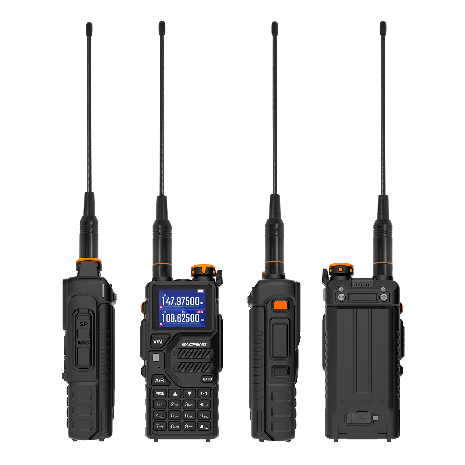วิทยุสื่อสาร Baofeng 10W AM FM K5พลัส10W AM FM ความถี่สูงสำเนาแบบไร้สาย999CH C NOAA รีโมทแบบพกพาได้2ทาง