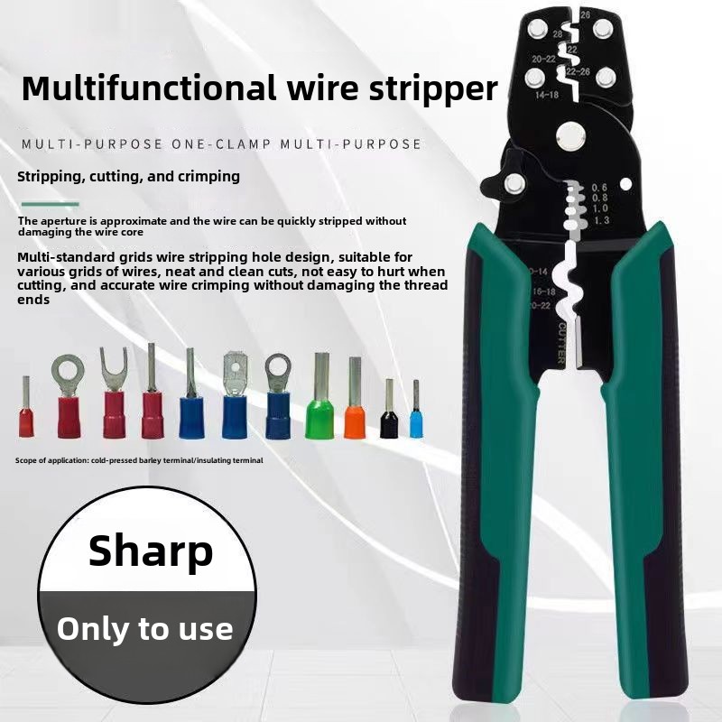 Multifunctional Crimping Pliers - Electrician's Cable Stripping Spring Clip Wire Stripping Pliers Network Pliers Cold Pressing C