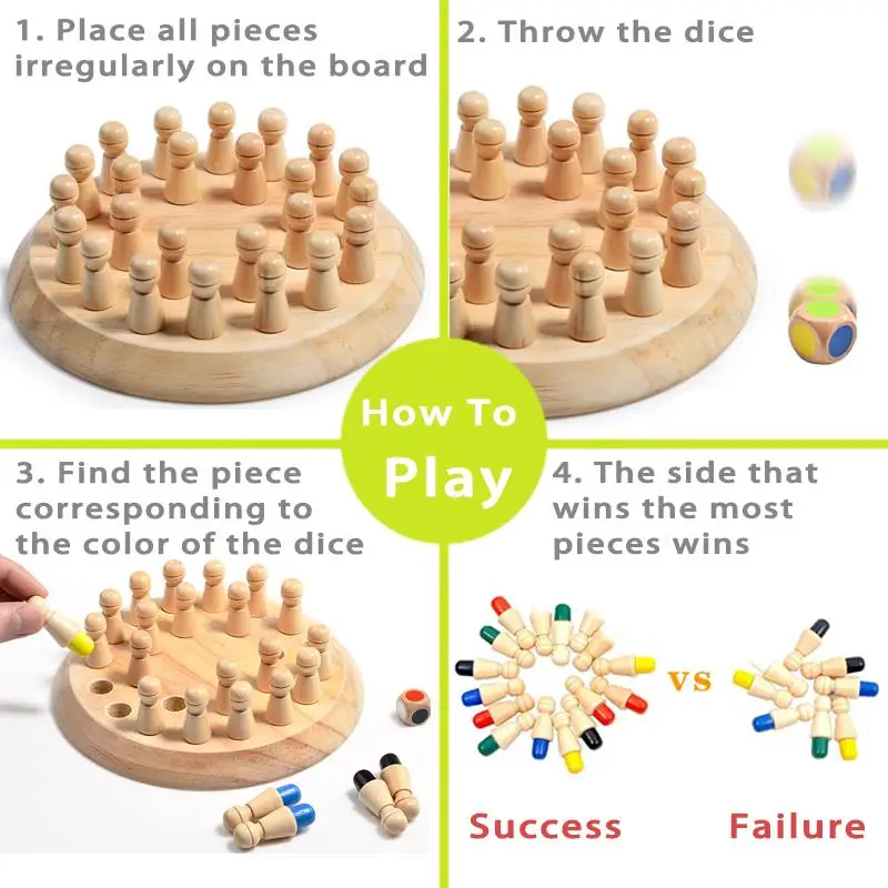 Montessori ไม้ Memory Match Stick หมากรุกเกม Logic Braintease ของเล่นสําหรับชายและหญิง Early Education การรับรู้สี