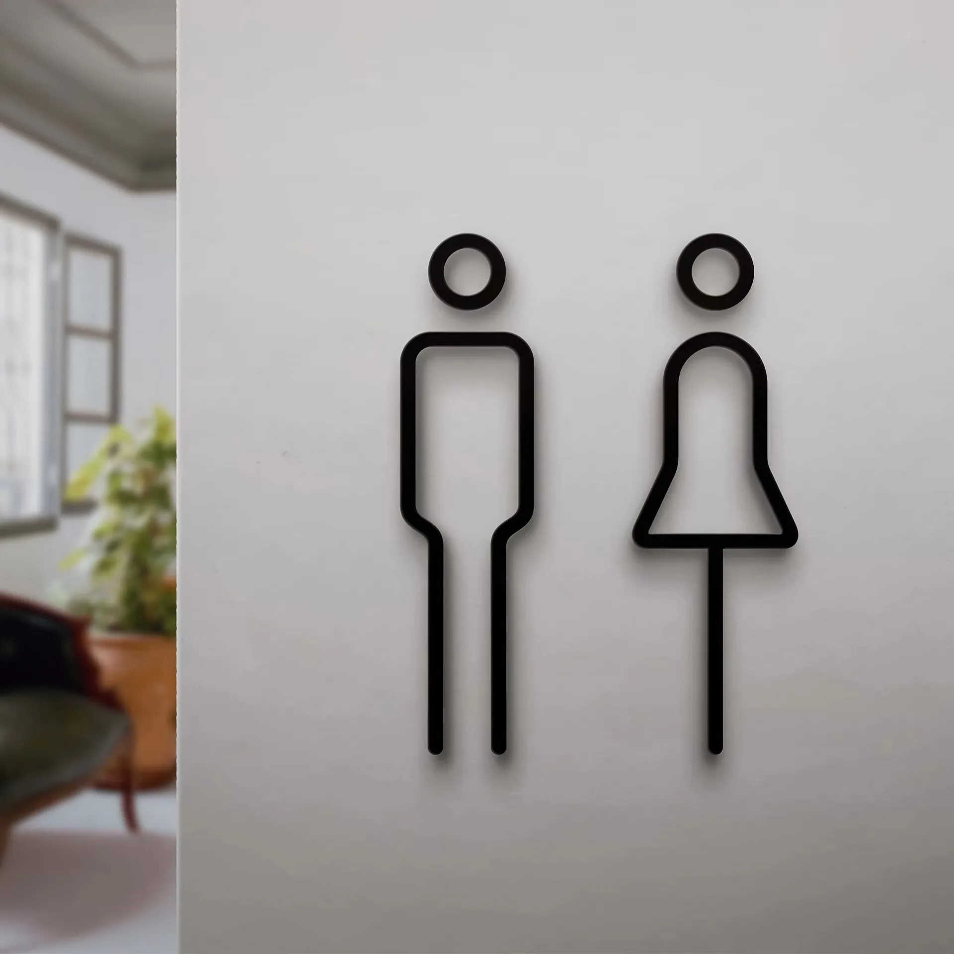 Placa de sinalização de vaso sanitário cor ouro preto - como acessório para decoração de casa. Inspirado pelo Arte de Murals, é para porta da lavatório.