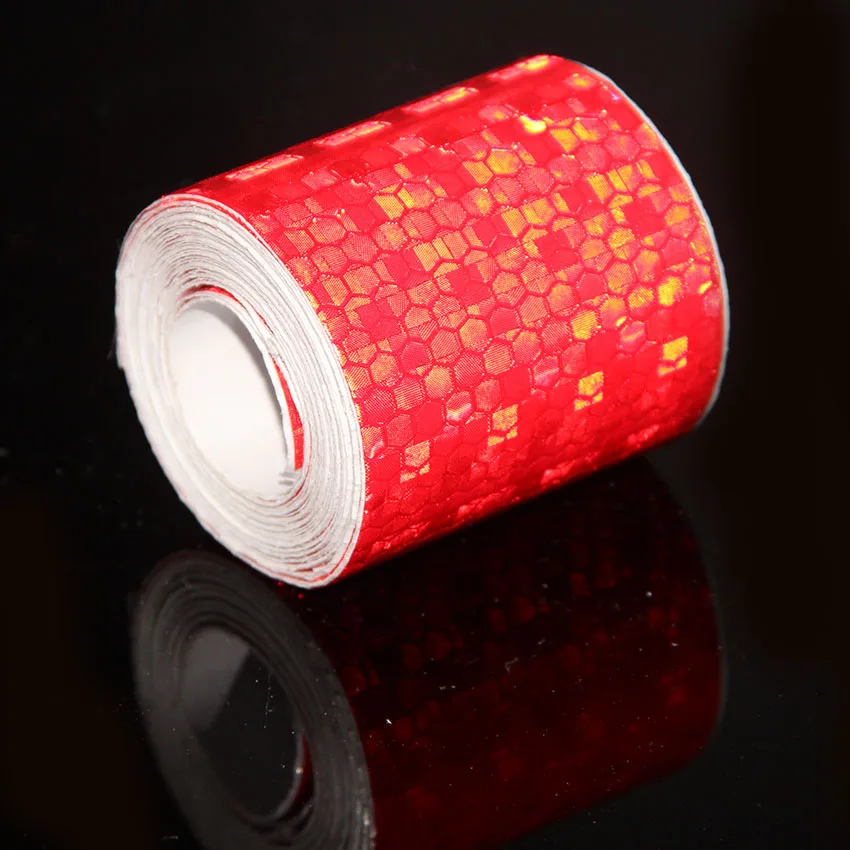 5Cm X 3M Etic Reflectante Chất Liệu Vải Phản Quang Phản Quang Băng Phản Xạ Băng Adhesiva Xe Ô Tô Tự Động Bộ Phim Pha Lê Tổ Ong Đỏ refector Băng