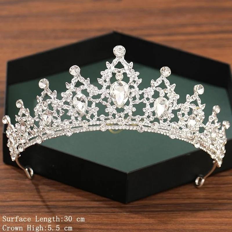 Corona color argento e tiara Accessori per capelli da sposa per donna Corona per sposa Diadema con strass di cristallo Diademi Corona da sposa