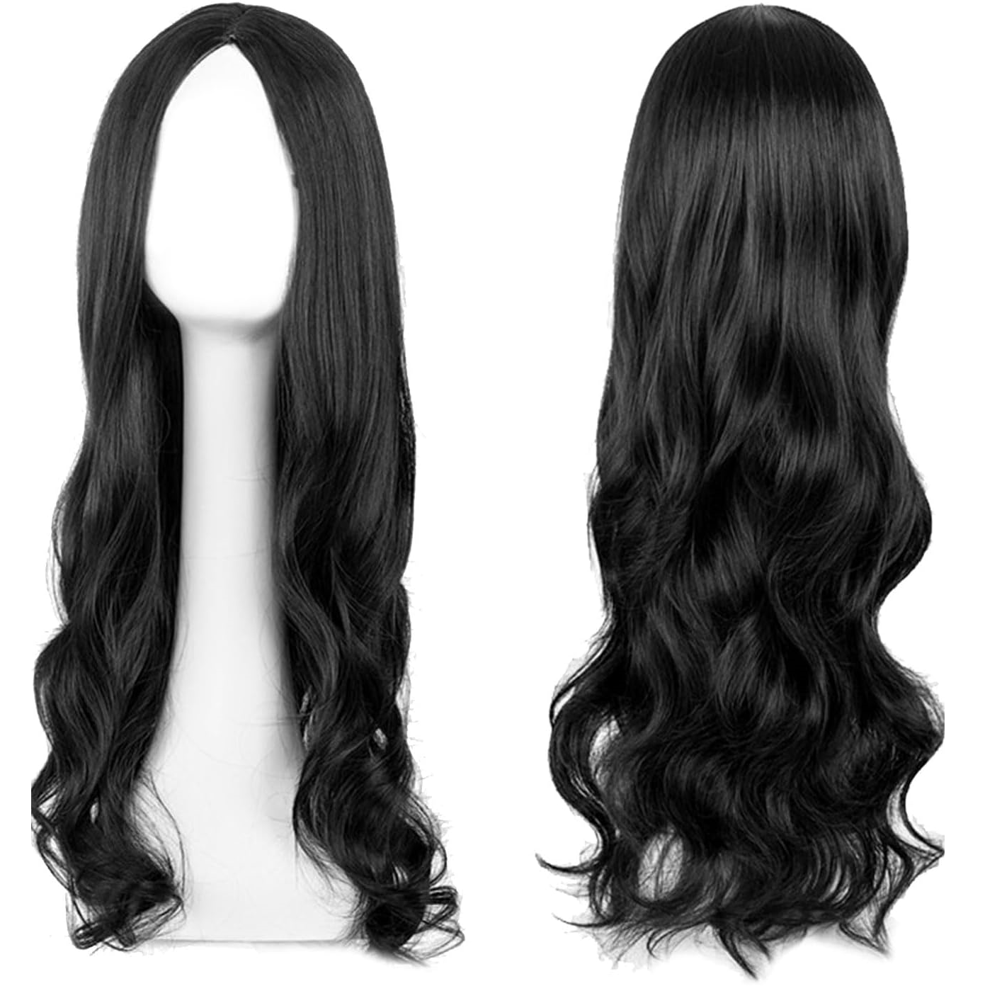 女性用合成ブラックブロンドロングカーリーウィッグ、長さ27インチのカーリーウィッグ、女性用ファンシードレスウィッグ、人工毛ウィッグ、グラマラス