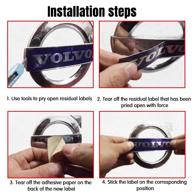 ボルボ XC60 S60 XC70 XC90 S40 V40 V60 フロントグリルエンブレムバッジリアトランクバッジステッカーステアリングホイールステッカーアクセサリー