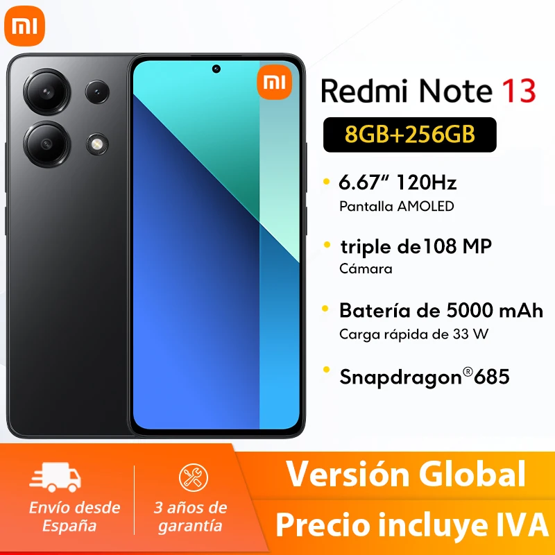 Versión Global Xiaomi Redmi Note 13 4G Smartphone 108MP Triple Cámara 120Hz Pantalla AMOLED Snapdragon 685 33W Carga Rápida