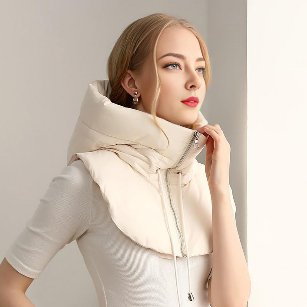Gefälschter Kragen, Kapuze, Kordelzug, Reißverschlussleiste, Puffer, falscher Kragen, einfarbig, mit Baumwolle gefüllt, Outdoor-Windjacke, gefälschter Kragen