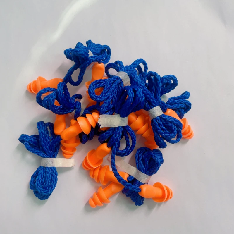 10 pares = 20 piezas tapones para los oídos con cable de silicona suave Protector de oídos protección auditiva reutilizable tapones para los oídos con reducción de ruido orejeras