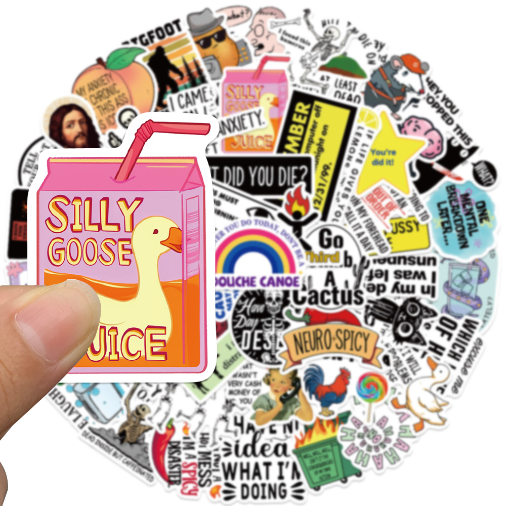 50pcs Funny Cartoon Snarky Cat MEME Stickers Decals Phone Scrapbook Skateboard Suitcase Refrigerator Graffiti Aesthetic Stickers