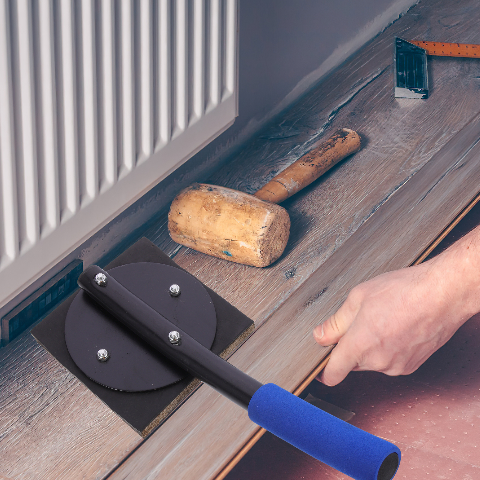 Bloco de batida de borracha, ferramenta de instalação de piso resistente, alça ergonômica antiderrapante para prancha de vinil, piso de madeira laminado