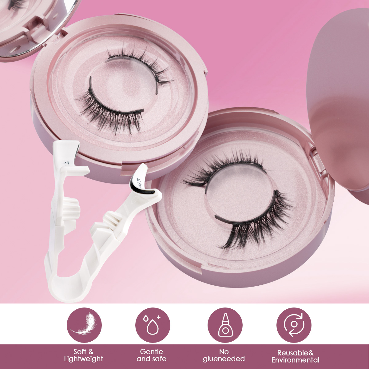1/2 Pairs Magnetic Eyelashes Handmade Fluffy Faux Mink Lashes Reusable No Glue Natural False Eyelashes with Tweezers Set Makeup