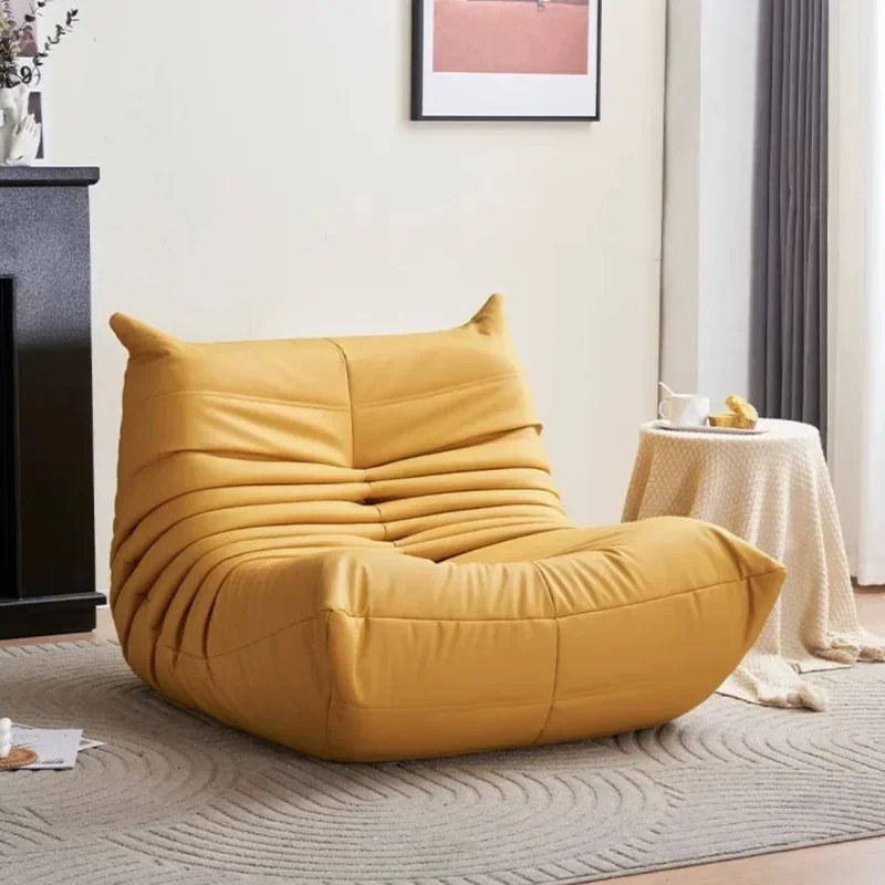 Divano singolo casual con gatto in pelle antigraffio Nordic Togo Lazy Caterpillar Divano Camera da letto Soggiorno Balcone Divano in pelle scamosciata
