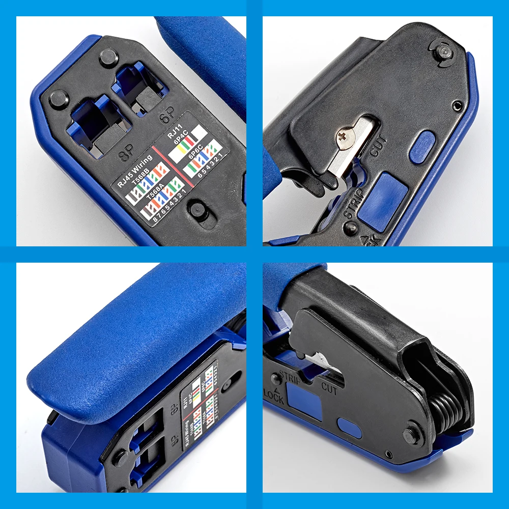 RJ45 Crimpwerkzeuge Set Netzwerkkabel Cat6 Cat5e Cat5 Crimpzange Abisolierzange Schneider Ethernet Clip Zange RJ45/12/11 Stecker