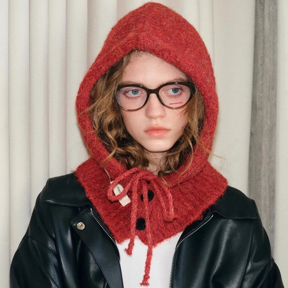 Gorro pasamontañas tejido con protección para los oídos para mujer, jersey de muñeco de nieve pequeño a la moda, gorros cálidos de invierno con estilo para mujer