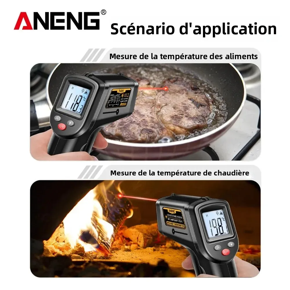 ANENG TH201 Celsius affichage thermomètre infrarouge numérique haute sensibilité sans contact pistolet de mesure de température hygromètre