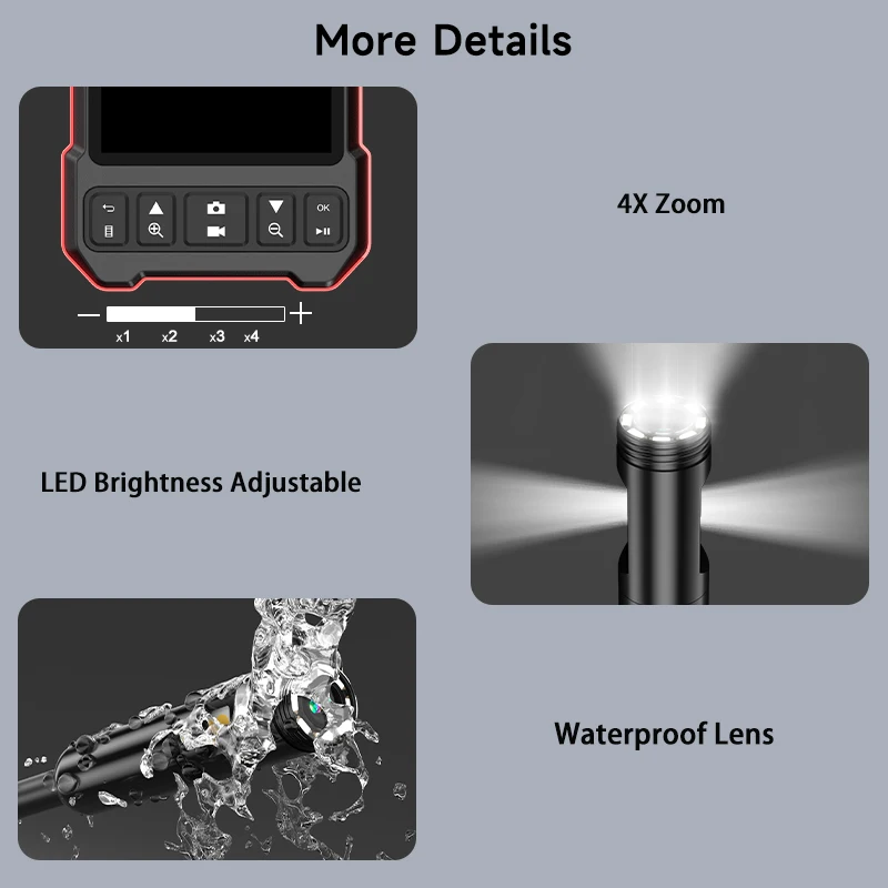 Endoscope à écran IPS 5 pouces, caméra Autofocus HD1080P, simple, double, Triple objectif, sonde vidéo USB, Endoscope d'inspection de voiture, étanche