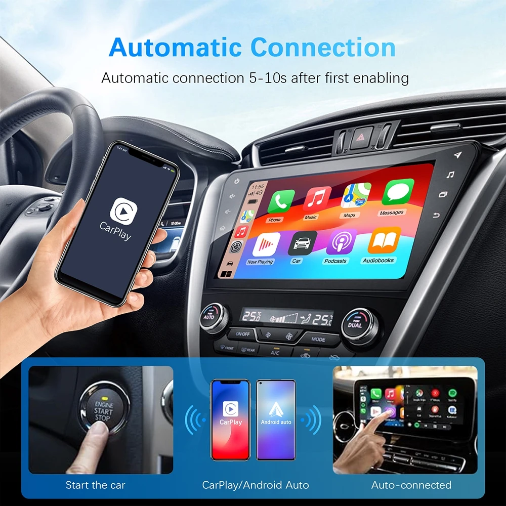 LEXXSON Mini Draadloos Voor Apple CarPlay Adapter Draagbare Smart Mini Box Plug & Play BT WiFi voor Autoradio met OEM Bedrade CarPlay