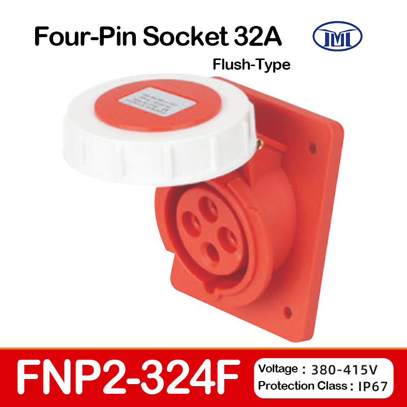 Industrial Electrical Plug And Socket Waterproof IP67 16 Amp 32 Amp 4pin Outlets
