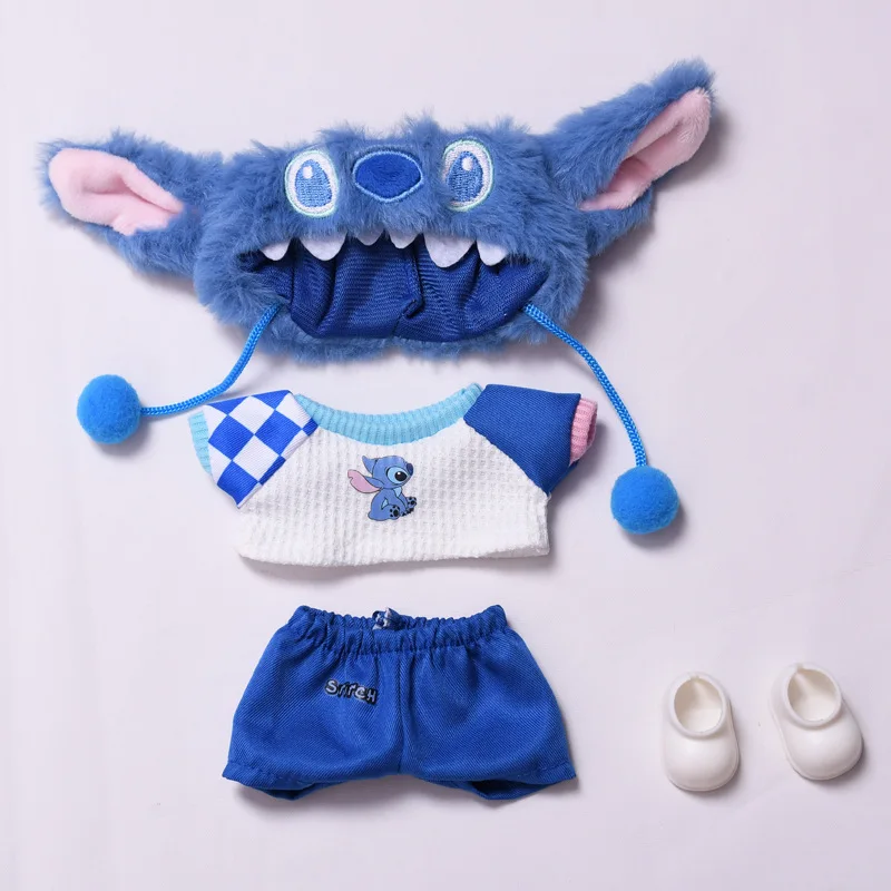 Für 17 cm Labubu Puppe Kleidung Mode Kleidung Plüsch Stich Set Puppe Kleidung Niedlichen Cartoon Sets Puppen Zubehör Geschenke