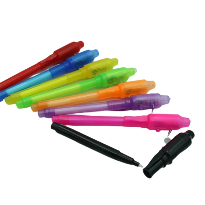 Magie Nachtlicht Stift UV Schreiben Unsichtbare Tinte Stift kinder Spielzeug Kreative Schreibwaren Schule Büro Malerei Tinte Stift 12 stücke rando