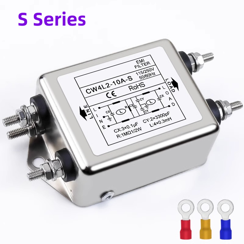 Filtro EMI de alimentación de CA monofásico CW4L2-10A-T/S CW4L2-20A-T/S para máquina de grabado láser CO2 serie T/S 115V/250V 20A 50/60HZ