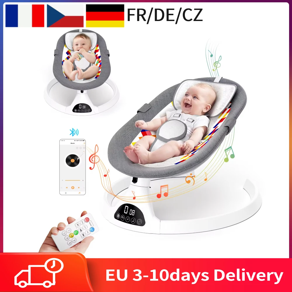 Balanço elétrico Baby Bed, Luxo balanço elétrico Shaker, Auto cadeira reclinável, Five-Point Cinto de segurança com controle remoto