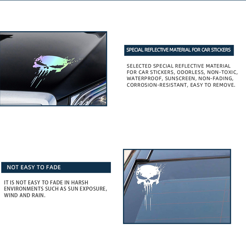 Skull Sticker Reflective Decal Motorcycle Stickers Waterproof Sun Protection Universal Car Motorbike Decoration Accessories