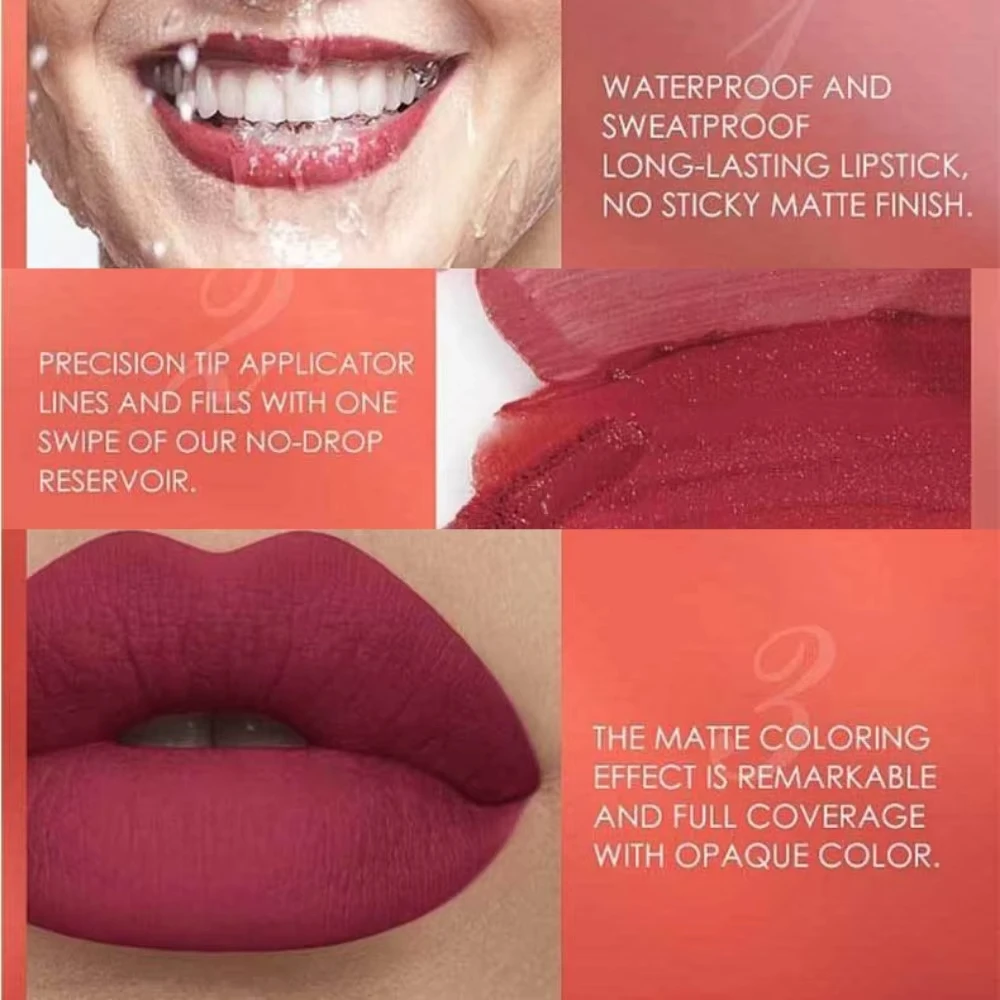 มืออาชีพเกรด 12 สี Double Ended Lip Liner ลิปสติกชุด Matte High Color Rendering ไม่จางหายกันน้ํากันเหงื่อ