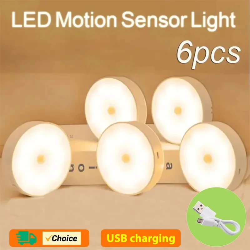 Lampada da notte a LED con sensore di movimento Lampada da notte ricaricabile USB per armadio da cucina Lampada da armadio Scala Luce da armadio a LED senza fili