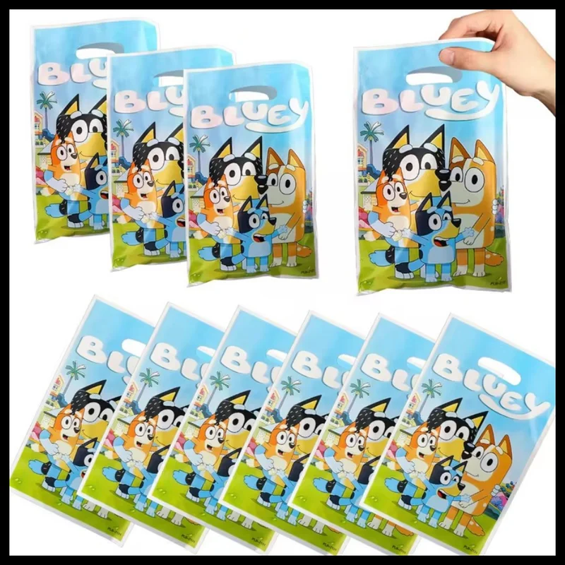 50/100 Stuks Nieuwe Cartoon Bluey Hond Gift Bag Leuke Bingo Snacks Gebakken Zelfsluitende Plastic Zak Verjaardagscadeau verpakking Handtas