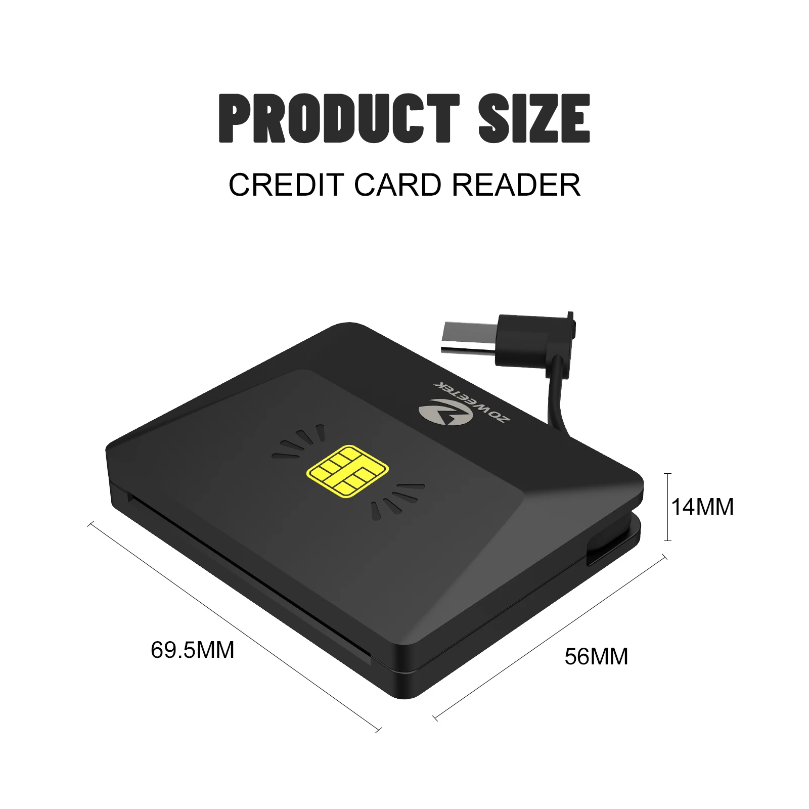 Zoweetek Type-C ID Smart Card Reader Elektronische DNI Reader voor EMV IC DNIE Chip DNI Smart Card ZW-12026-X