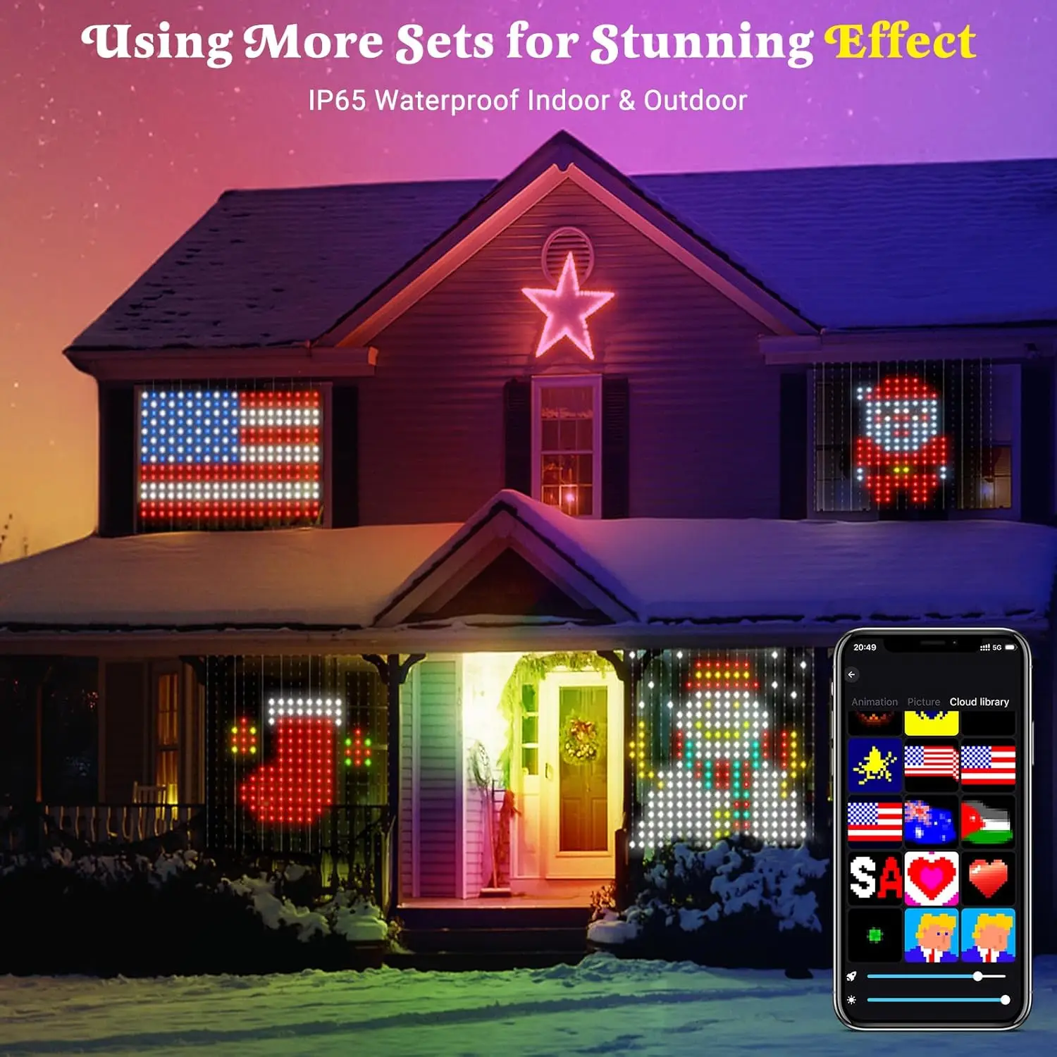 Smart LED Curtain Light APP Control RGB Dimmable DIY Pattern Music Ambient Lighting For Home Holiday Party Christmas Decoration