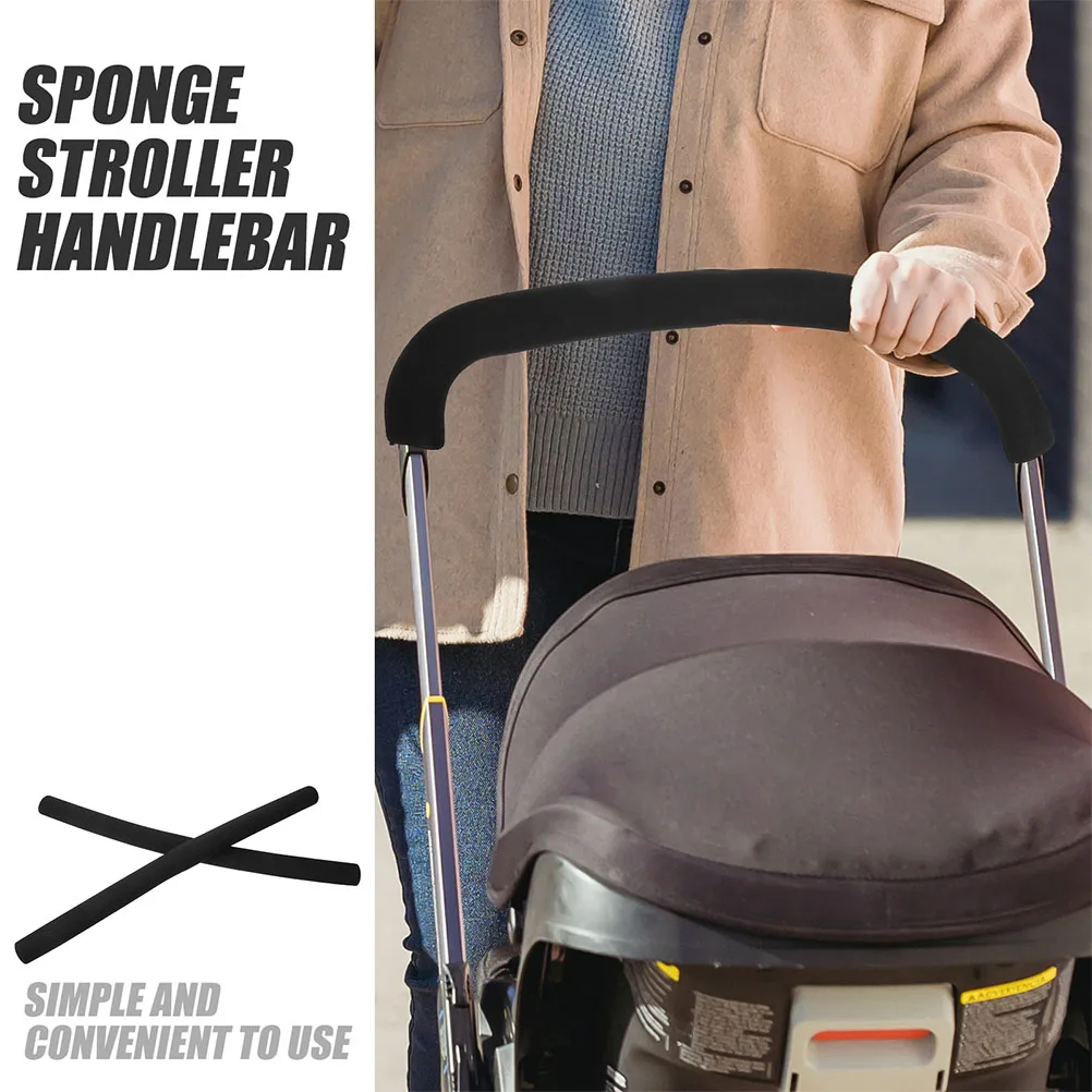 4pcs รถเข็นเด็ก Handle ครอบคลุมฟองน้ําสีดําเปลี่ยน Grips Protector รถเข็นเด็กแขนสบายเด็กลื่น