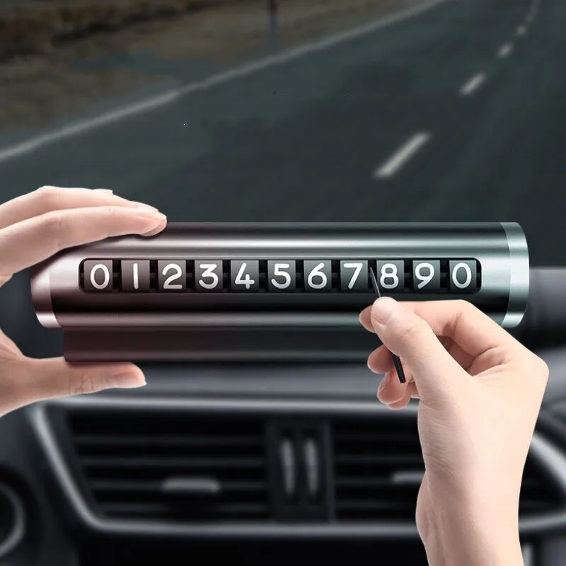 Car Temporary Parking Number Plate Black Aluminium Alloy Material Roller Adjustable Car Parking Plate Auto Parking Accessories