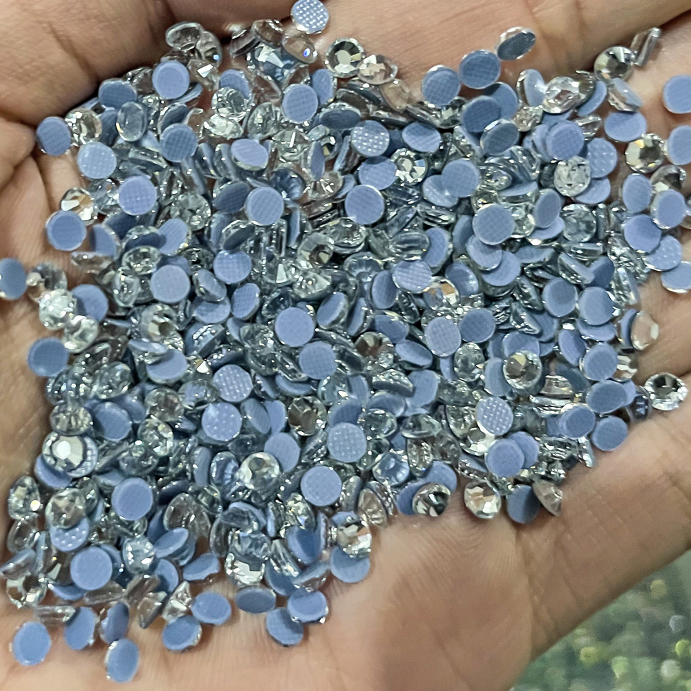 Chất Lượng Hàng Đầu Luxe Rõ Ràng Hotfix Ren Siêu Sáng Bóng Kính Strass Sắt Trên Pha Lê Nóng Sửa Đá Cho Vải May