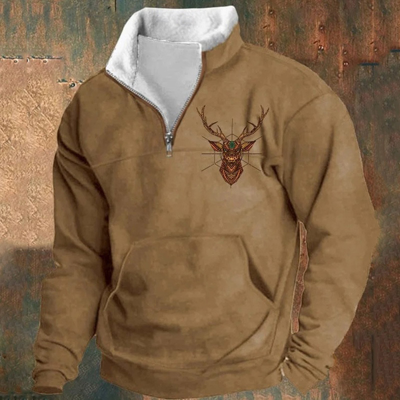 Nueva chaqueta con estampado 3D para hombre, jersey con cuello con cremallera, sudadera informal de invierno para hombre, chaqueta para hombre